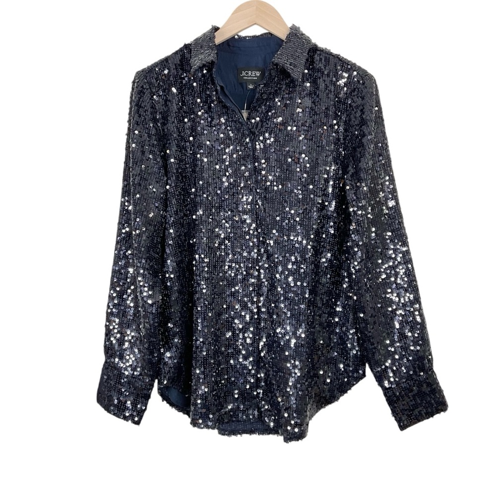 J. Crew Collection Classic Fit Sequin Shirt Size 8